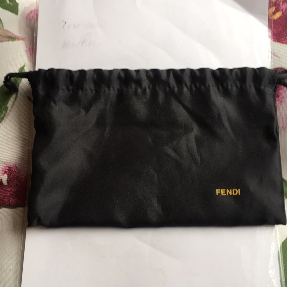 Fendi Black Drawstring Dust Bag - Gold Logo